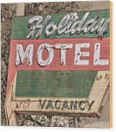 Route 66 Vintage Americana Holiday Motel Wood Print