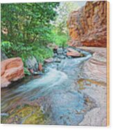 Rushing Waters At Slide Rock State Park Oak Creek State Park - Sedona Northern Arizona Wood Print