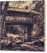 Rustic Covered Bridge In New Hampshire Wood Print
