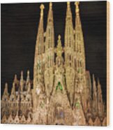 Sagrada Familia At Night - Gaudi Wood Print