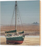 Norfolk Sail Boat Stranded At Low Tide Wood Print