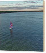 Sailboat On Lake Decatur Wood Print