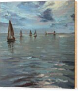 Sailboats On The Chesapeake Bay Wood Print