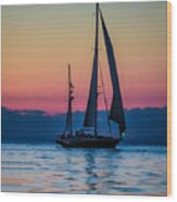 Sailing After Sunset Wood Print