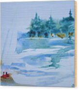 Sailing On Yupo Wood Print