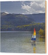 Sailing The Mountain Lakes Wood Print