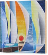 Sailing Till Sunset Wood Print