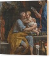 Saint Joseph Embracing The Christ Child Wood Print