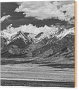 San De Cristo Mountains Panorama In Black And White Wood Print