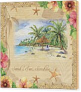 Sand Sea Sunshine On Tropical Beach Shores #1 Wood Print