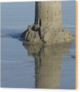 Sand Castle Island And Reflection Wood Print