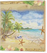 Sand Sea Sunshine On Tropical Beach Shores Wood Print