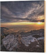 Sandia Peak Sunset Wood Print