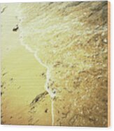Sandy Beach And Sea Wave Wood Print