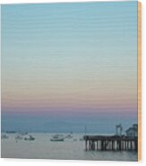 Santa Barbara Pier At Dusk Wood Print