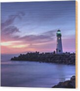 Santa Cruz Harbor Mouth Sunrise Wood Print