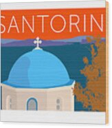 Santorini Dome - Orange Wood Print