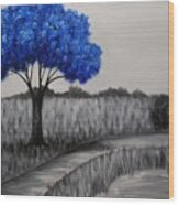 Sapphire Tree Wood Print