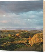 Scenic Autumnal Landscape At Sunset In Austria Wood Print