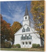 Scenic Church In Autumn Wood Print
