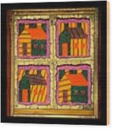 Schoolhouse Quilted Window Wood Print