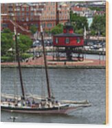 Schooner Lady Maryland Leaving Inner Harbor Baltimore Wood Print