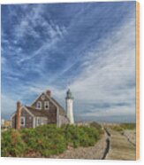 Scituate Lighthouse Boardwalk Wood Print