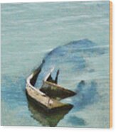 Sea And Boat Wood Print