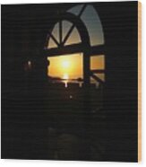 Sea Sunset From The Window Wood Print