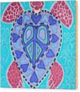 Sea Turtle Peace Wood Print