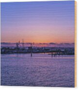 Seaport Sunset Wood Print