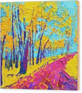 Searching Within 2 Enchanted Forest Series - Modern Impressionist Landscape Painting Palette Knife Wood Print