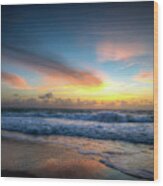 Seascape Sunrise Wood Print