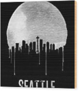 Seattle Skyline Black Wood Print