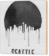 Seattle Skyline White Wood Print