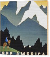 See America, Welcome To Montana, Travel Poster Wood Print