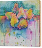 Seven Pears On The Table Wood Print