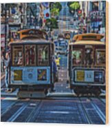 Sf Cable Cars Wood Print