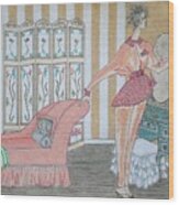 Shabby Chic -- Art Deco Interior W/ Fashion Figure Wood Print