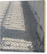 Shadow Of An Old Iron Gate In Lisbon Wood Print