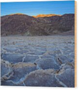 Shadows Fall Over Badwater Wood Print