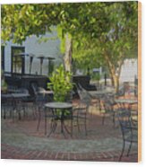 Shady Outdoor Dining Wood Print