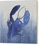 Shibori Blue 3 - Lobster Over Indigo Ombre Wash Wood Print