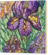 Shimmering Irises Wood Print