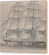 Ship Showing Sails And Rigging Wood Print