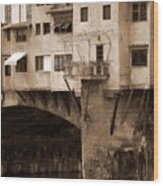 Shops On The Ponte Vecchio Wood Print