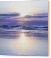 Silhouette Sunrise On The Atlantic Ocean Wood Print