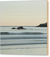Silky Water And Rocks On The Rhode Island Coast Wood Print