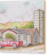 Silo In Los Olivos, California Wood Print