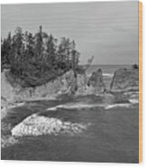 Simpson Beach Cove Bw Wood Print